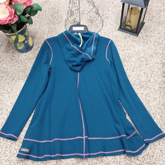 3084 Size Small Matilda Jane Fleece Lined Zip Up Hooded Jacket. In Teal Blue. - Picture 5 of 7